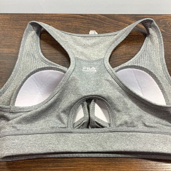 Fila Women's Solid Pullover Lined Racerback Sports Bra Gray Size Medium - Picture 4 of 6